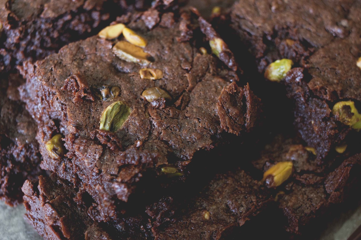 Hickory smoked sea salt + roasted pistachio brownies